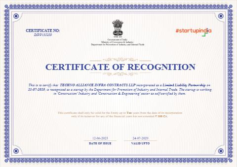Startup certificate