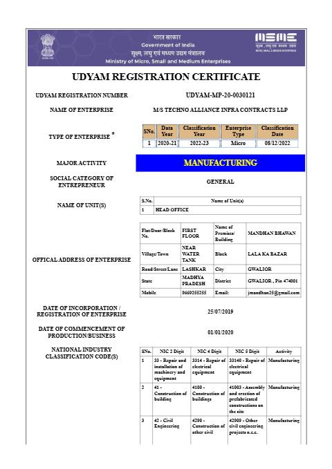 UDYAM Certificate